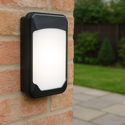 LED Slim Wall Pack Bulkhead Light – Outdoor Security Light, Black