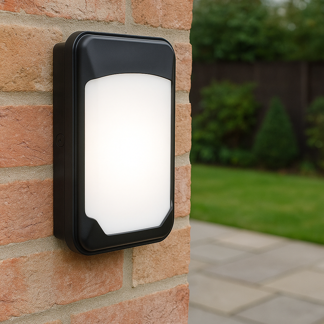 LED Slim Wall Pack Bulkhead Light – Outdoor Security Light, Black