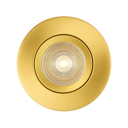 Fire-Rated 30/60/90 min Open Back Tilt Adjustable Downlight – IP65, GU10, Satin Brass