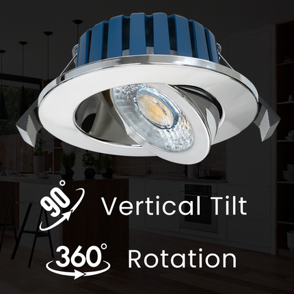 3CCT Fire‑Rated Tilt Adjustable Downlight – 7 W, 700 lm, IP65 Polished Chrome
