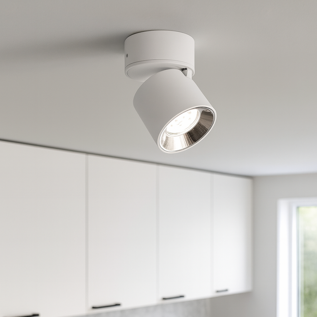 Single Adjustable Spotlight – GU10 Ceiling Light, Matt White, IP20