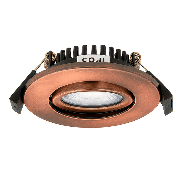 Adjustable IP65 Dimmable LED Slim Tilt Downlight, Fire Rated, 5W, 500 Lumens, Antique Copper