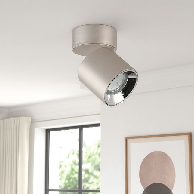 Single Adjustable Spotlight – GU10 Ceiling Light, Matt Nickel, IP20