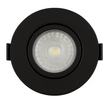 Adjustable IP65 Dimmable LED Slim Tilt Downlight, Fire Rated, 5W, 500 Lumens, Black