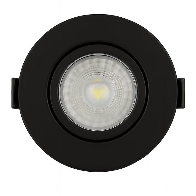 Adjustable IP65 Dimmable LED Slim Tilt Downlight, Fire Rated, 5W, 500 Lumens, Black