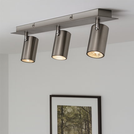 Triple Square Adjustable Spotlight – GU10 Wall or Ceiling Light, Matt Nickel, IP20