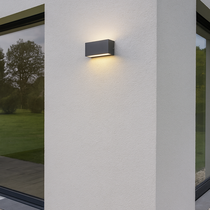 Outdoor Wall Light – 9W LED, 1100lm, 3000K Warm White, IP65, Anthracite, Up & Down