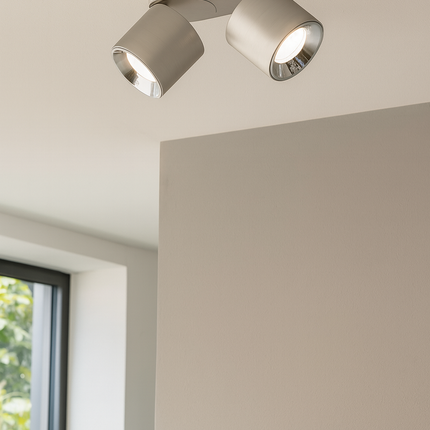 Twin Adjustable Modern Spotlight – GU10 Ceiling Light, Matt Nickel, IP20