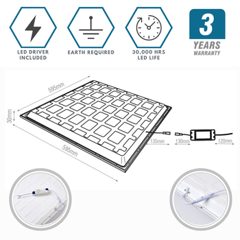 600x600 LED Emergency Self-Test Panel Lights 6 Pack | 40W 4000lm 6000K ...