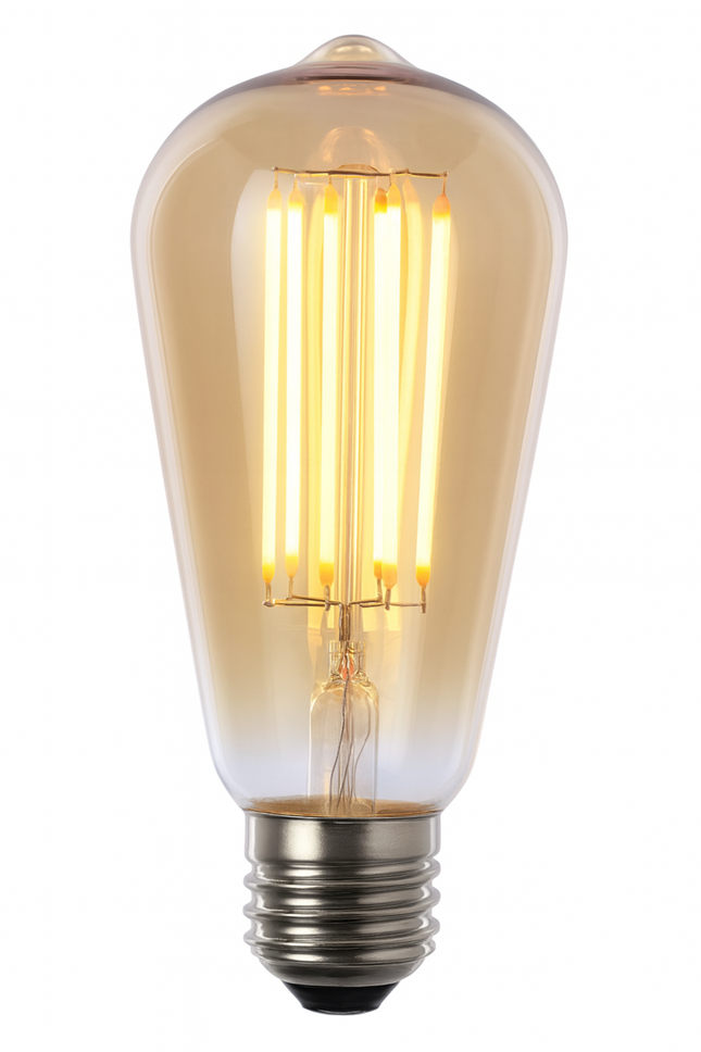 E27 ST64 Vintage LED Bulb – 6W, 500lm, 2000K Very Warm White, Decorative Dimmable Filament, Tinted