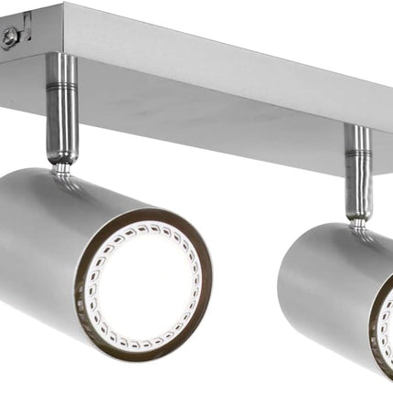 Twin Square Adjustable Spotlight – GU10 Wall or Ceiling Light, Matt Nickel, IP20