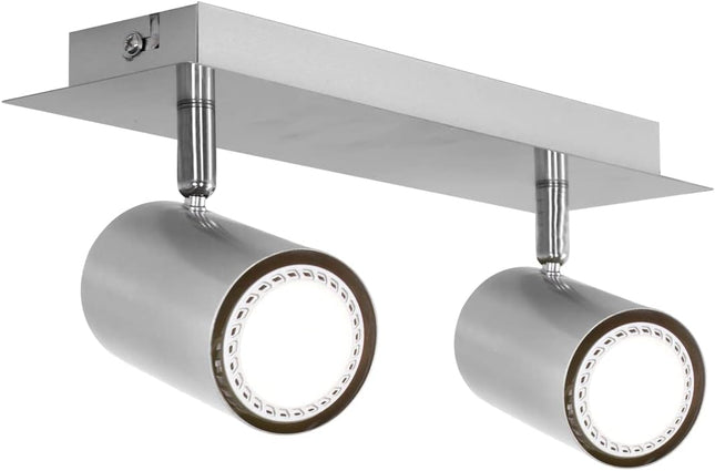 Twin Square Adjustable Spotlight – GU10 Wall or Ceiling Light, Matt Nickel, IP20