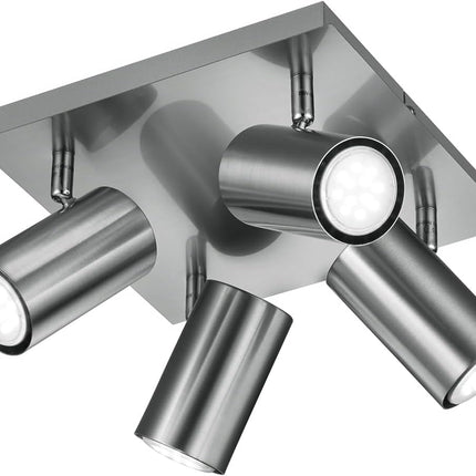 Quad Square Adjustable Spotlight – GU10 Wall or Ceiling Light, Matt Nickel, IP20
