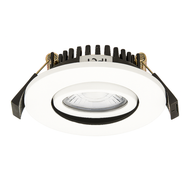 Adjustable IP65 Dimmable LED Slim Tilt Downlight, Fire Rated, 5W, 500 Lumens, White