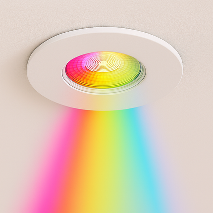 Smart Wifi RGB-CCT Fire-Rated Downlight (Alexa & Google) – IP65, GU10, Matt White