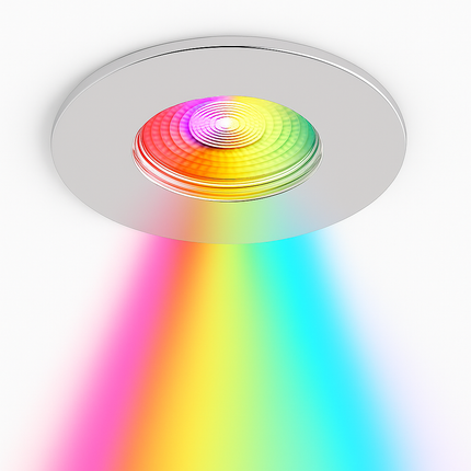Smart Wifi RGB-CCT Fire-Rated Downlight (Alexa & Google) – IP65, GU10, Polished Chrome