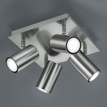 Quad Square Adjustable Spotlight – GU10 Wall or Ceiling Light, Matt Nickel, IP20