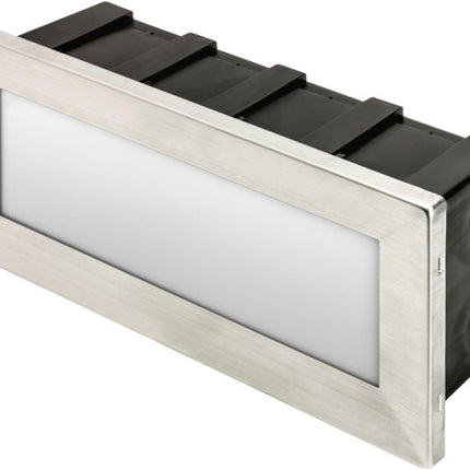 LED Slim Brick Step Light – Integrated LED, Frosted Diffuser, IP65, Brushed Nickel
