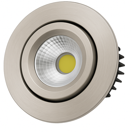 Dimmable LED Tilt Downlight Fire-Rated 30/60/90 min – 7W, 3000K Warm White, IP20, Brushed Nickel