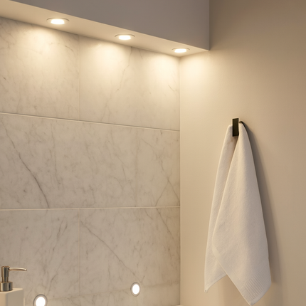 LED Recessed Bathroom Plinth/Floor Light – 20mm, 12V, IP68 316 Marine Grade Stainless, 3000K Warm White