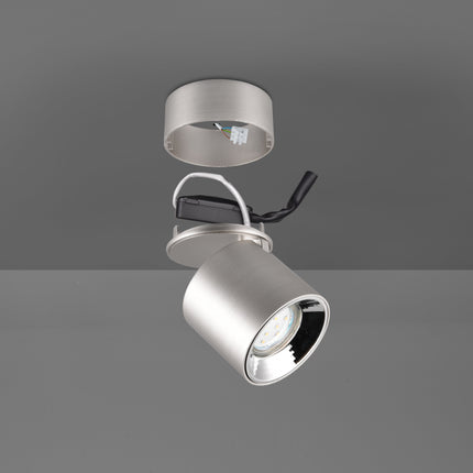Single Adjustable Spotlight – GU10 Ceiling Light, Matt Nickel, IP20