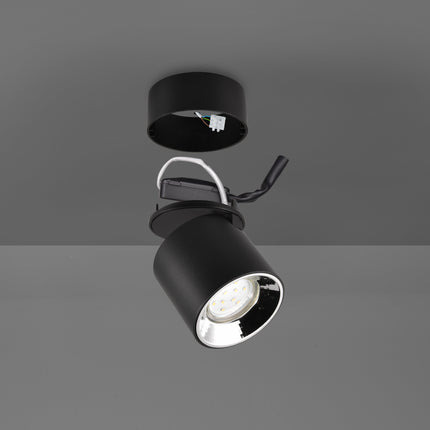 Single Adjustable Spotlight – GU10 Ceiling Light, Matt Black, IP20