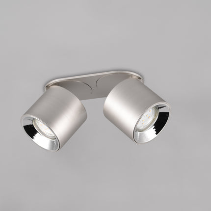 Twin Adjustable Modern Spotlight – GU10 Ceiling Light, Matt Nickel, IP20