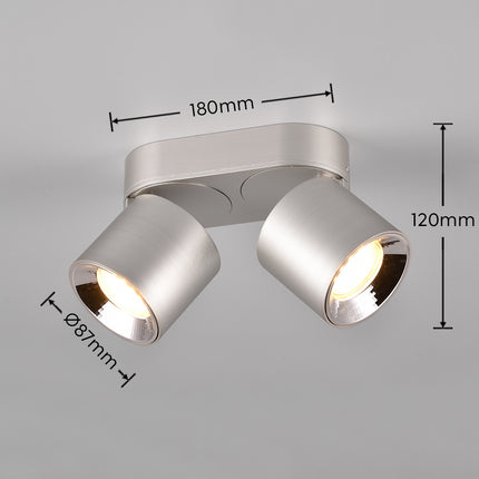Twin Adjustable Modern Spotlight – GU10 Ceiling Light, Matt Nickel, IP20