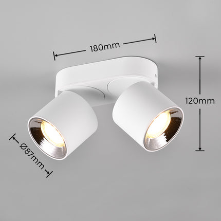 Twin Adjustable Modern Spotlight – GU10 Ceiling Light, Matt White, IP20