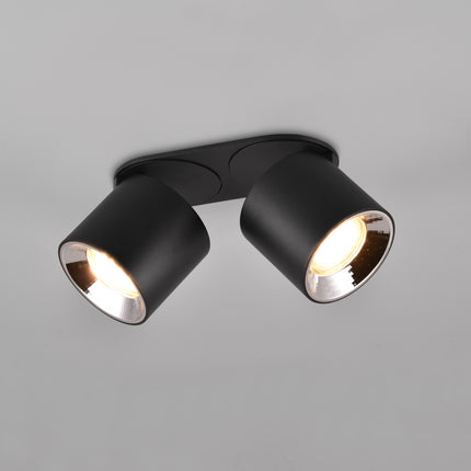 Twin Adjustable Modern Spotlight – GU10 Ceiling Light, Matt Black, IP20