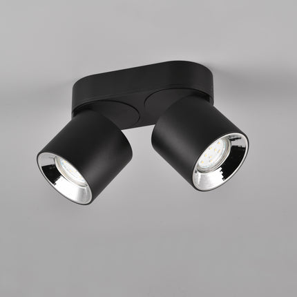 Twin Adjustable Modern Spotlight – GU10 Ceiling Light, Matt Black, IP20