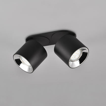 Twin Adjustable Modern Spotlight – GU10 Ceiling Light, Matt Black, IP20