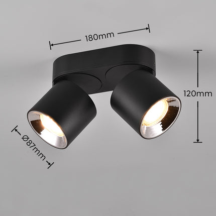 Twin Adjustable Modern Spotlight – GU10 Ceiling Light, Matt Black, IP20