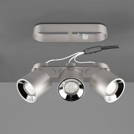 Triple Adjustable Modern Spotlight – GU10 Ceiling Light, Matt Nickel, IP20