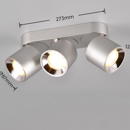 Triple Adjustable Modern Spotlight – GU10 Ceiling Light, Matt Nickel, IP20