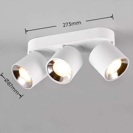 Triple Adjustable Modern Spotlight – GU10 Ceiling Light, Matt White, IP20