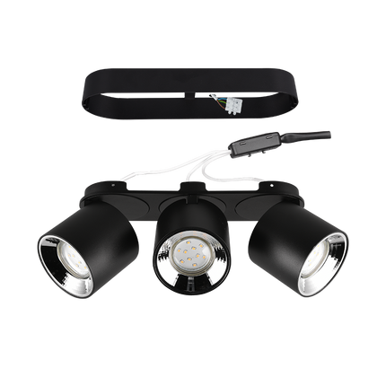 Triple Adjustable Modern Spotlight – GU10 Ceiling Light, Matt Black, IP20