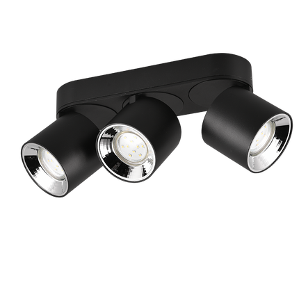 Triple Adjustable Modern Spotlight – GU10 Ceiling Light, Matt Black, IP20
