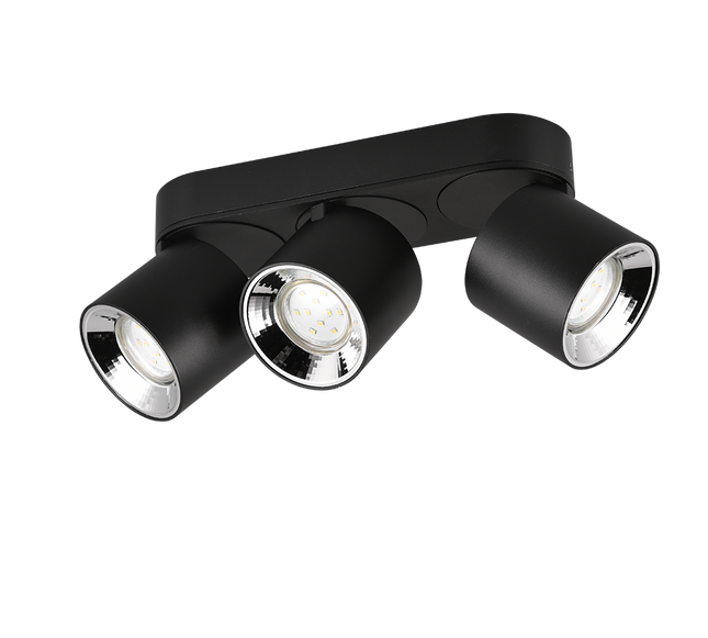 Triple Adjustable Modern Spotlight – GU10 Ceiling Light, Matt Black, IP20