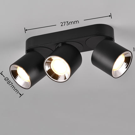 Triple Adjustable Modern Spotlight – GU10 Ceiling Light, Matt Black, IP20