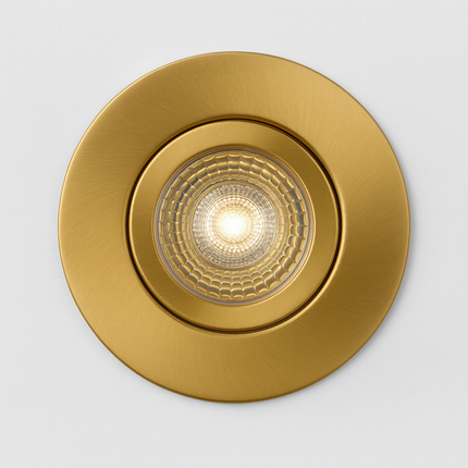 Fire-Rated 30/60/90 min Open Back Tilt Adjustable Downlight – IP65, GU10, Anitque Brass