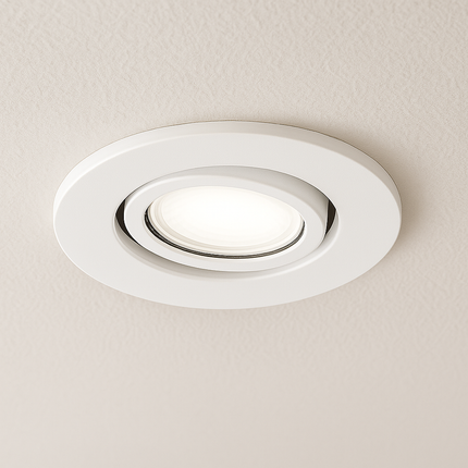 Adjustable IP65 Dimmable LED Slim Tilt Downlight, Fire Rated, 5W, 500 Lumens, White