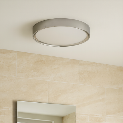 Round Ceiling Light – 18W LED, 1850lm, 3000K Warm White, IP44, Chrome