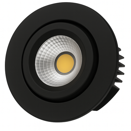 Dimmable LED Tilt Downlight Fire-Rated 30/60/90 min – 7W, 3000K Warm White, IP20, Matt Black
