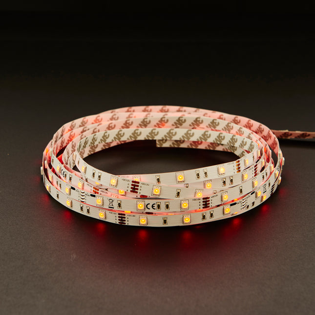 Flexline 12 V 5 m RGB LED Tape Kit – 24 W, Dimmable, IP20, Remote-Controlled