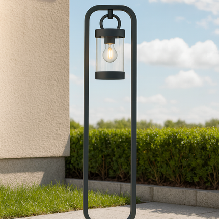 Outdoor Bollard Path Post Light – 1m, E27, Anthracite, IP44 with Dusk-to-Dawn Photocell Sensor