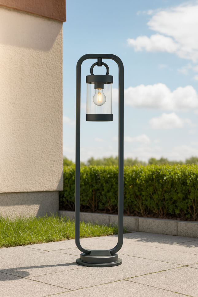 Outdoor Bollard Path Post Light – 1m, E27, Anthracite, IP44 with Dusk-to-Dawn Photocell Sensor