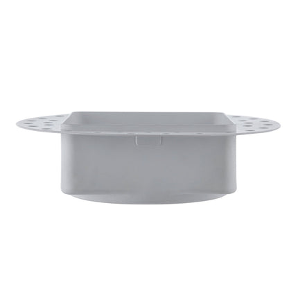 Light blue plastic container with handles on a white background
