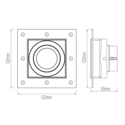 Trimless Square Plaster‑In Downlight – 50W GU10, Matt White