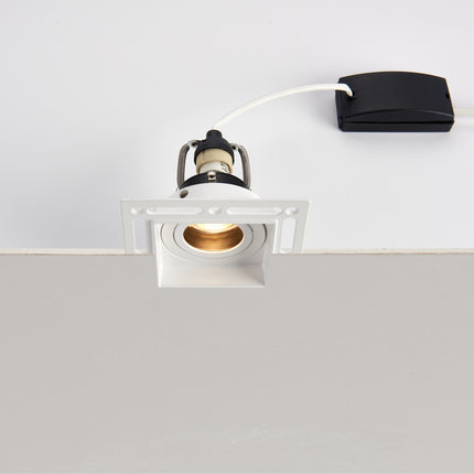 Trimless Square Plaster‑In Downlight – 50W GU10, Matt White